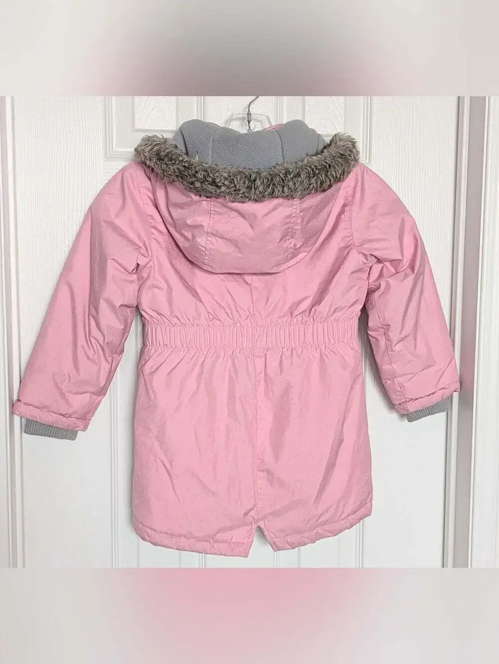 OshKosh B'gosh Girls' (4T) Pink Puffer Jacket/Coat w/ Faux Fur Removable Hood